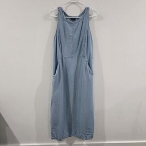 J Jill Denim Womens Maxi Dress Size Medium Chambray Lyocell Minimalist Retro